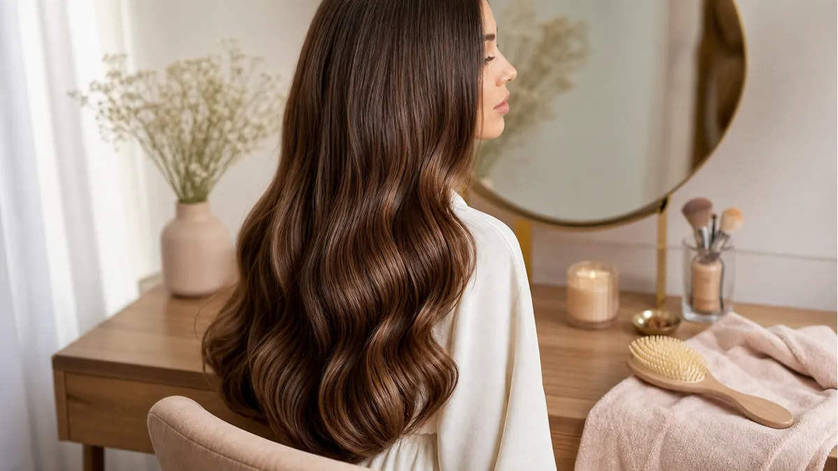 Cabelo ondulado alinhado para guia de redução de frizz em casa