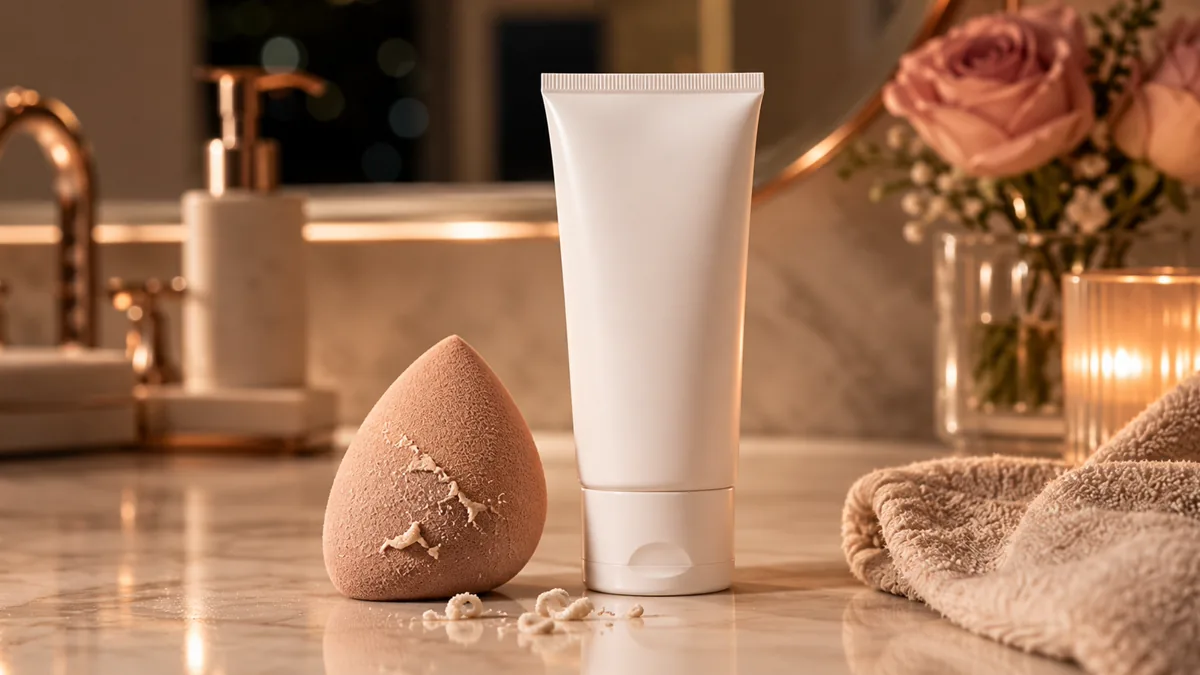 Gel de limpeza facial genérico em bancada elegante para pele oleosa