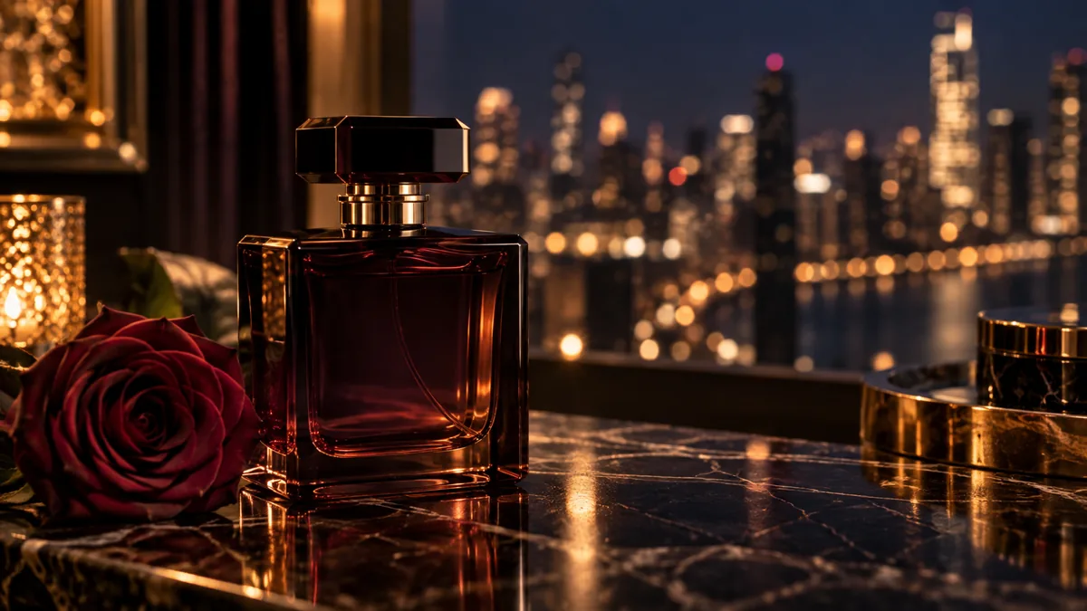 Perfume feminino em uma composição elegante para a noite