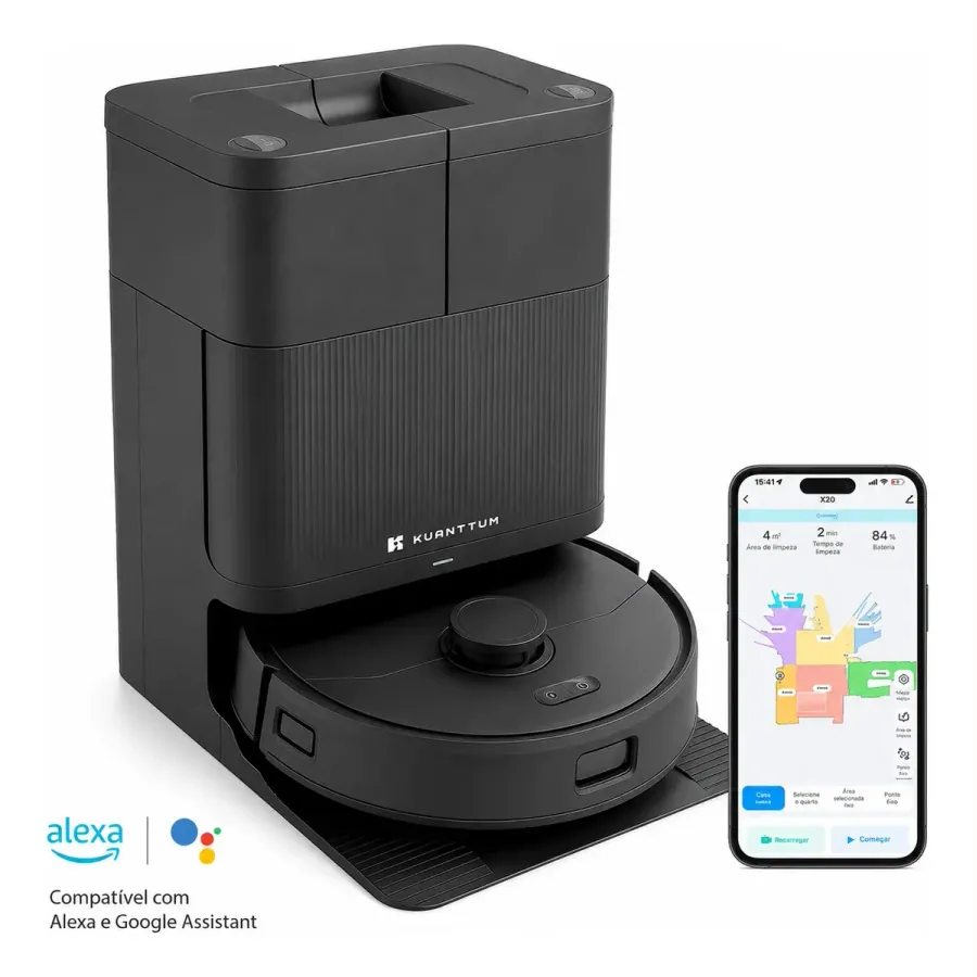 Robô Aspirador Kuanttum X20 4 em 1 com base autolimpante