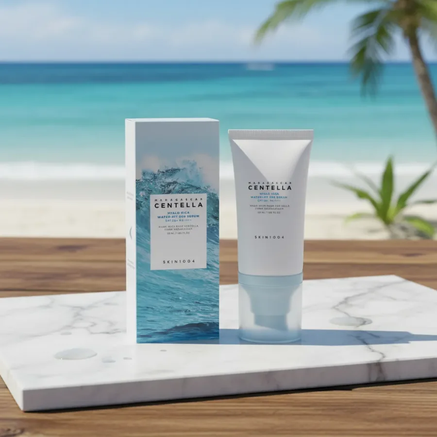 Foto do anúncio no Mercado Livre: SKIN1004 Hyalu-Cica Water-Fit Sun Serum SPF50+ PA++++ 50 ml, versão coreana.