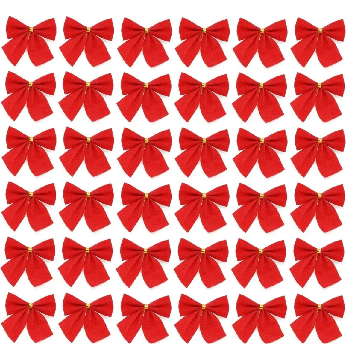 Kit de 36 laços vermelhos lisos para decorar árvore de Natal.