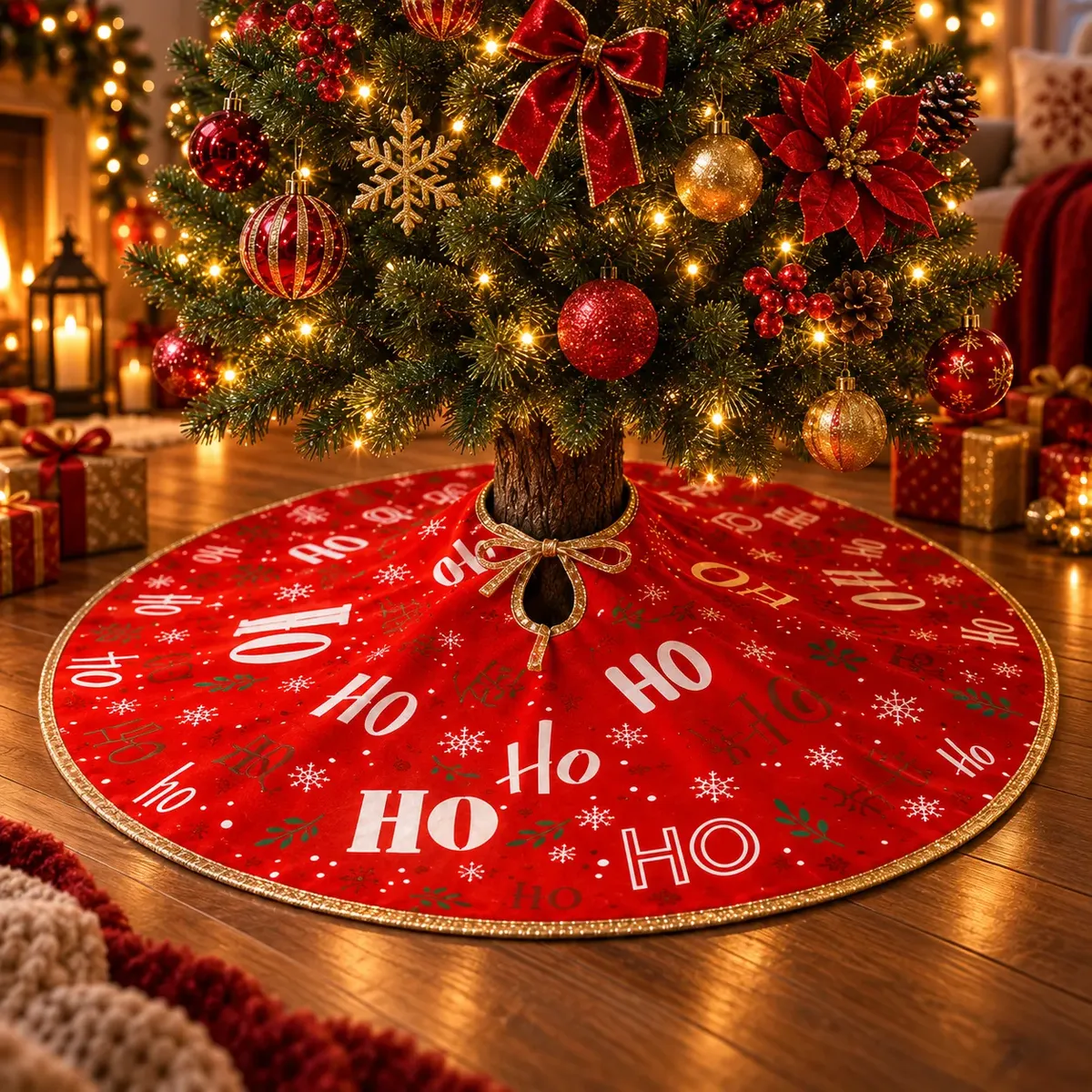 Saia decorativa de 90 cm para cobrir a base de uma árvore de Natal.