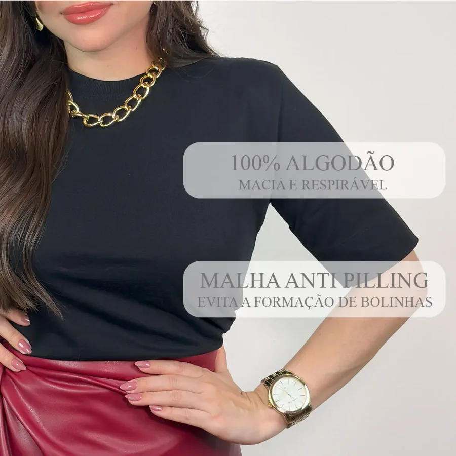 T-shirt básica feminina em algodão